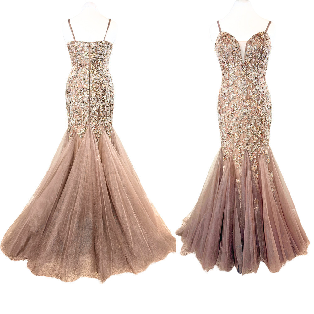 Jovani Dress Sequin Beaded‎ Crystal Sweatheart Neckline Mermaid Evening Gown